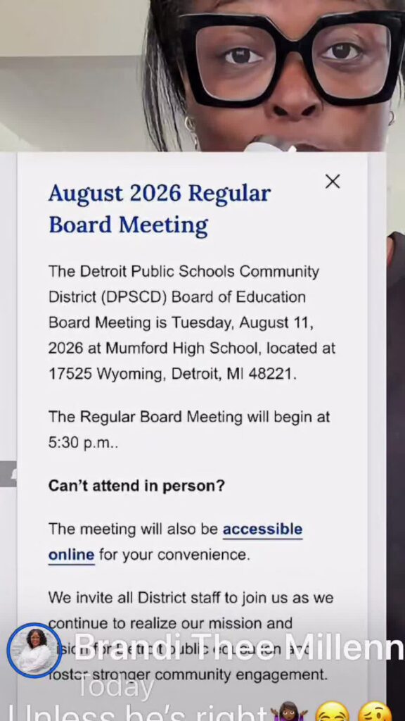 Just Say OK TikTok reminder for the August 11 Detroit school board meeting